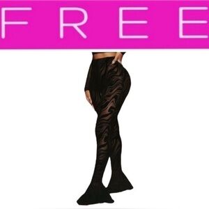 𝙁𝙍𝙀𝙀 🅽🅴🆆 SHEINSXY High Waist Print Flare Leg Velvet Sheer Pants, Medium